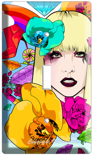 lady gaga singer pop art single light switch wall plate cover room decoration