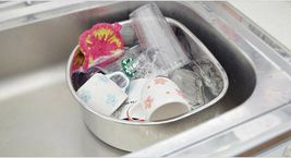 Characin Stainless Steel Dishpan Basin Dish Washing Bowl Portable Tub (D Shape) image 3