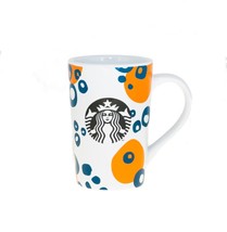Starbucks Orange Blue Circle Logo Bubble Ceramic Handle Coffee Cup Mug 1... - $32.66