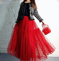 Women RED Polka Dot Tulle Skirt High Waisted Red Holiday Tulle Skirt Custom Size image 1
