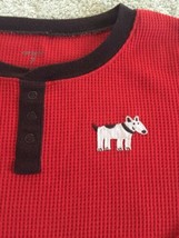 Carters Boys Red Brown Embroidered Dog Thermal Long Sleeve Pajama Shirt 7 - $5.88
