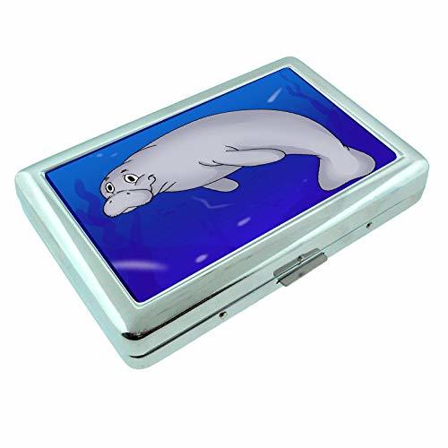 Manatee Em1 Hip Silver Cigarette Case Id Holder Metal Wallet 4" X 2.75