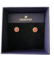 New Box Swarovski Birthstone Stud Earrings Round Cut October Pink Rhodium Plated image 2
