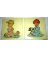 Vintage Praying Boy and Girl Wall Plaques 1962 PETE HAWLEY 8.5&quot; Set of 2 - $34.99