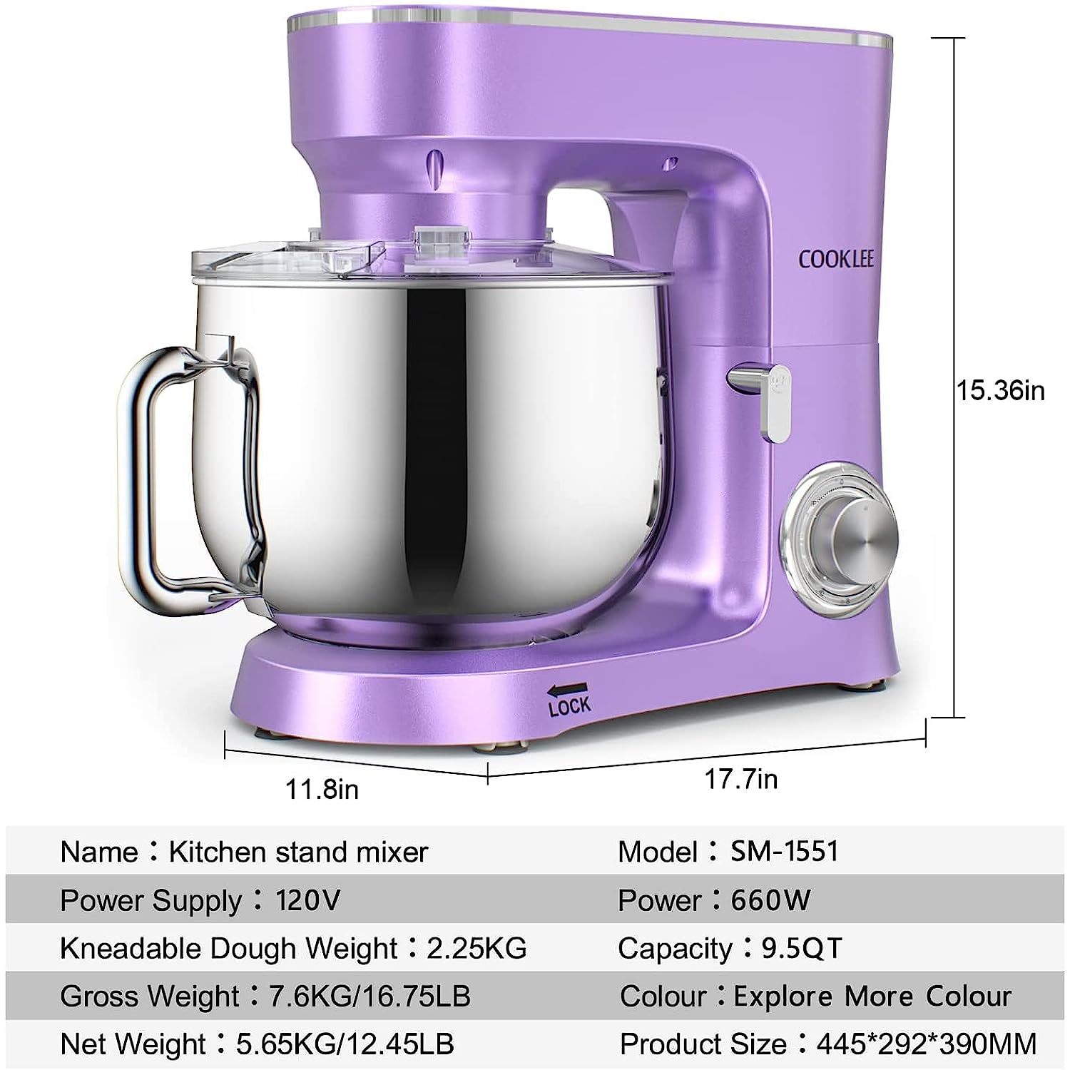 Stand Mixer, 660W 10-Speed Mixers Kitchen Electric Stand Mixer
