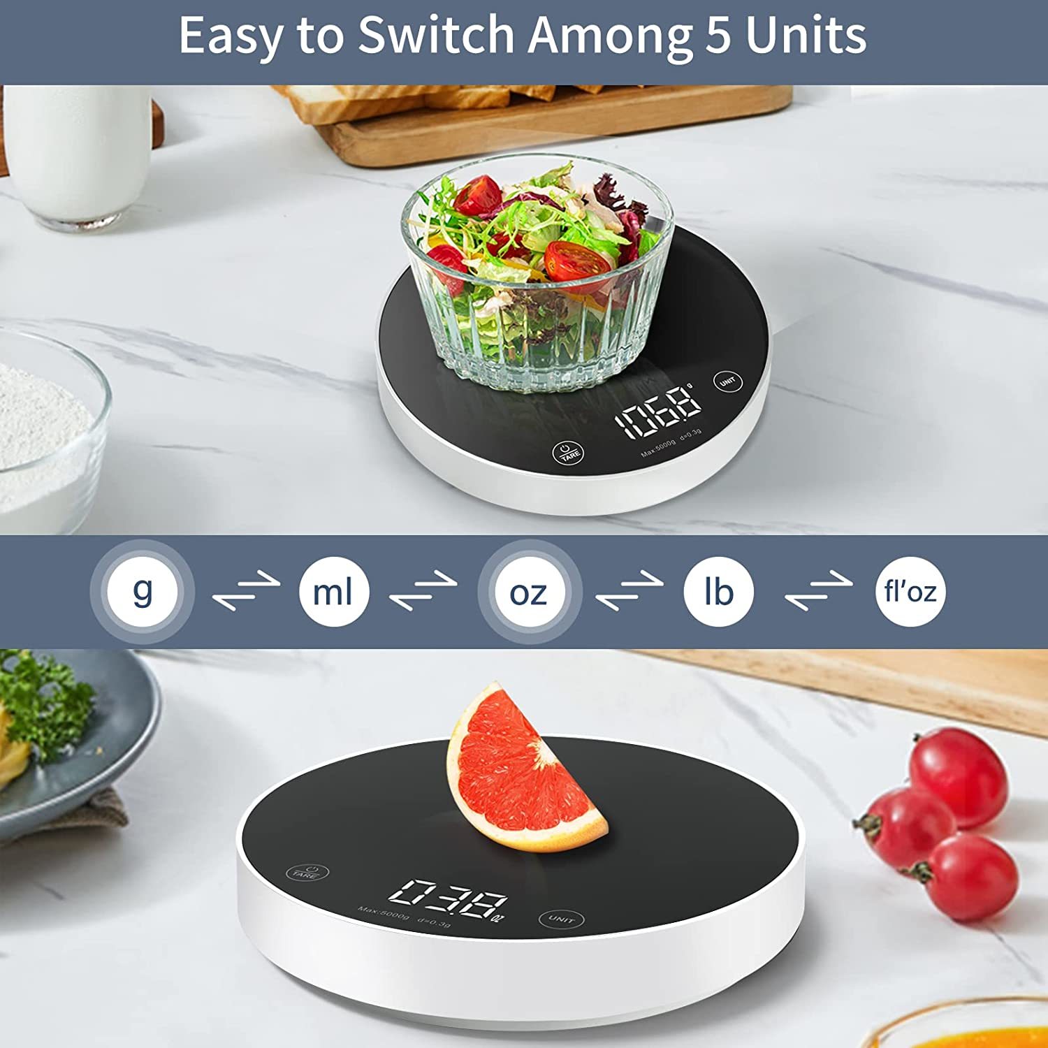 CHwares CHWARES Digital Kitchen Scales,USB Charging, 3Kg/0.1g Mini