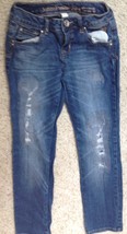 Justice Premium Blue Denim Jeans Girls Size 10R Simply Low Distressed 5 Pocket - $8.86
