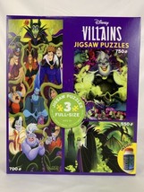 Disney Villians Jigsaw Puzzle 3 Pack with Glue Ursula Maleficent Jafar Hades - $46.44