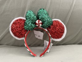 Disney Parks Authentic Christmas Red Sequin Ears Minnie Mouse Headband NEW image 1
