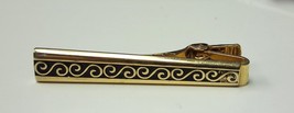 Vintage Tie Bar Clip Clasp Stay Gold Tone Tapered Bar w/ Scrolls Design - $9.49