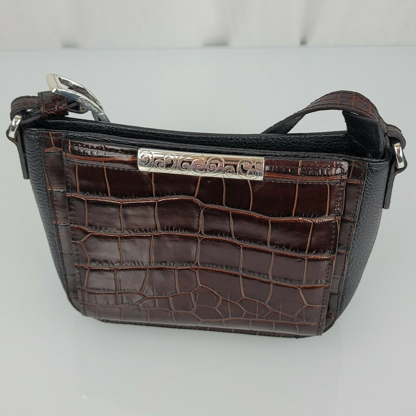 Calvin Klein, Bags, Calvin Klein Saffiano Brownblack Leather Tote