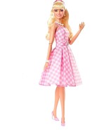 Barbi The Movie Doll Margot Robbie Collectible Wearing Pink &amp; Gingham Dress - $99.00