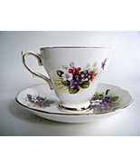 Royal Trent Fine Bone China Tea Cup &amp; Saucer Violets Staffordshire England - $9.85
