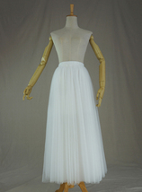 WHITE Tulle Midi Skirt A Line High Waisted Tulle Skirt Wedding Skirt image 6
