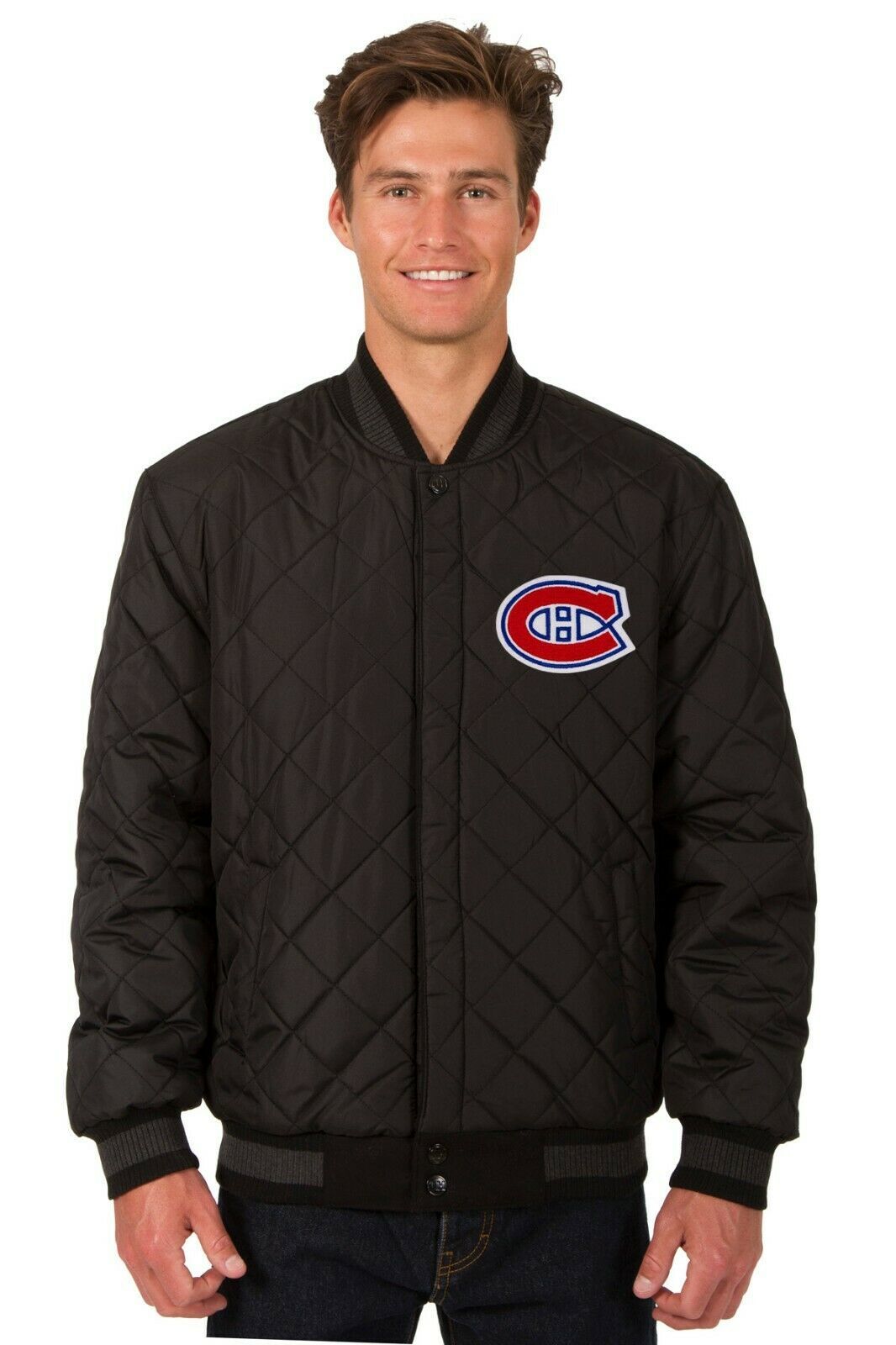 NHL Carolina Hurricanes Reversible Full Snap Fleece Jacket JHD 2 Front  Logos