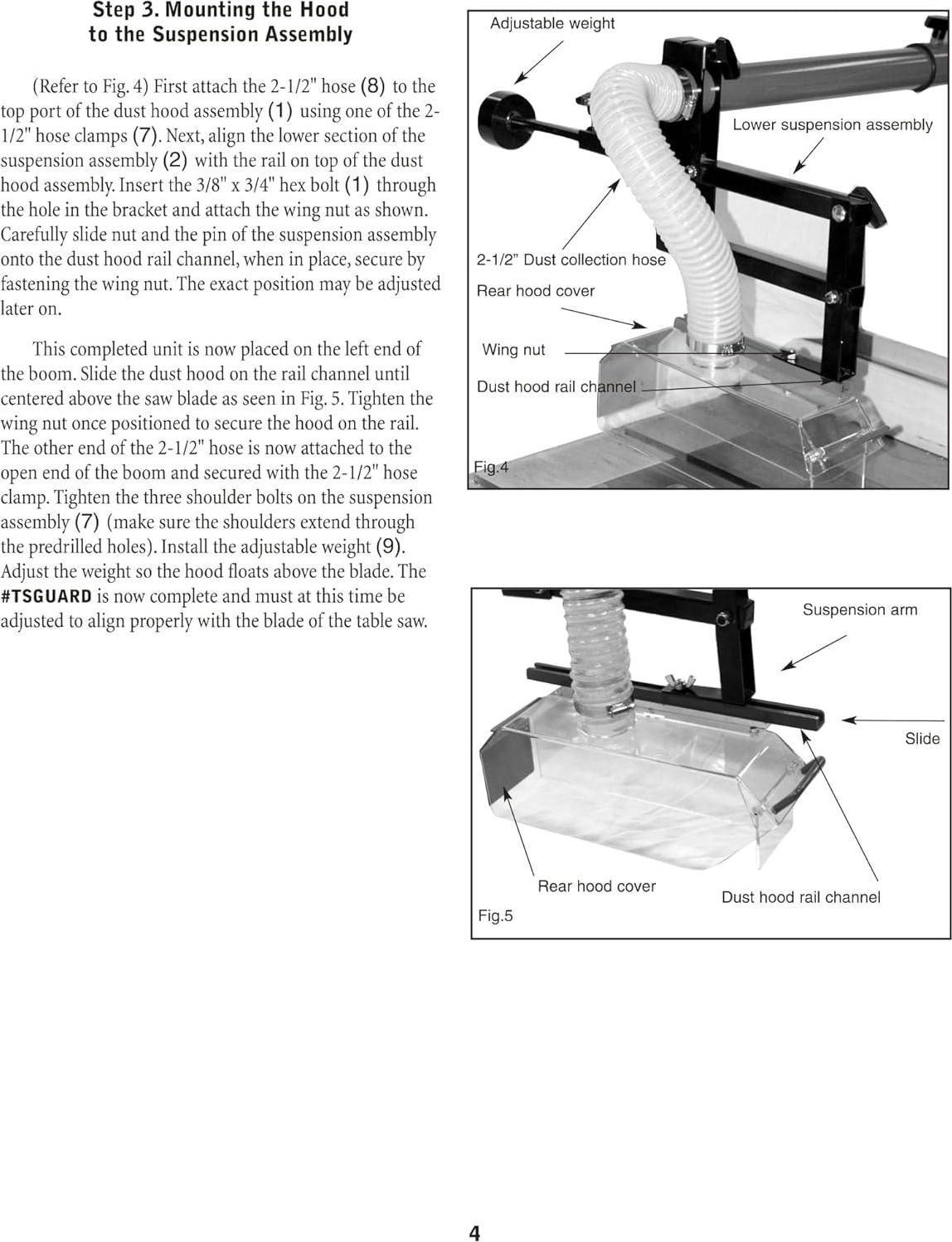 PSI Woodworking TSGUARD Table Saw Dust Collection Guard Splash Guards