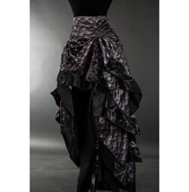 Gray Dragon Scale Ruffle Trim Corset Back Long 3 Layer Victorian Goth Skirt - $67.02