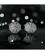 HALLOWEEN SPECIAL - 1.20Ct Diamond Umbrella Cluster Earring 14K White Go... - $126.22