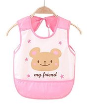 Waterproof Breathable Baby Bib Overclothes Painting Smock Apron Sleeveless Pink