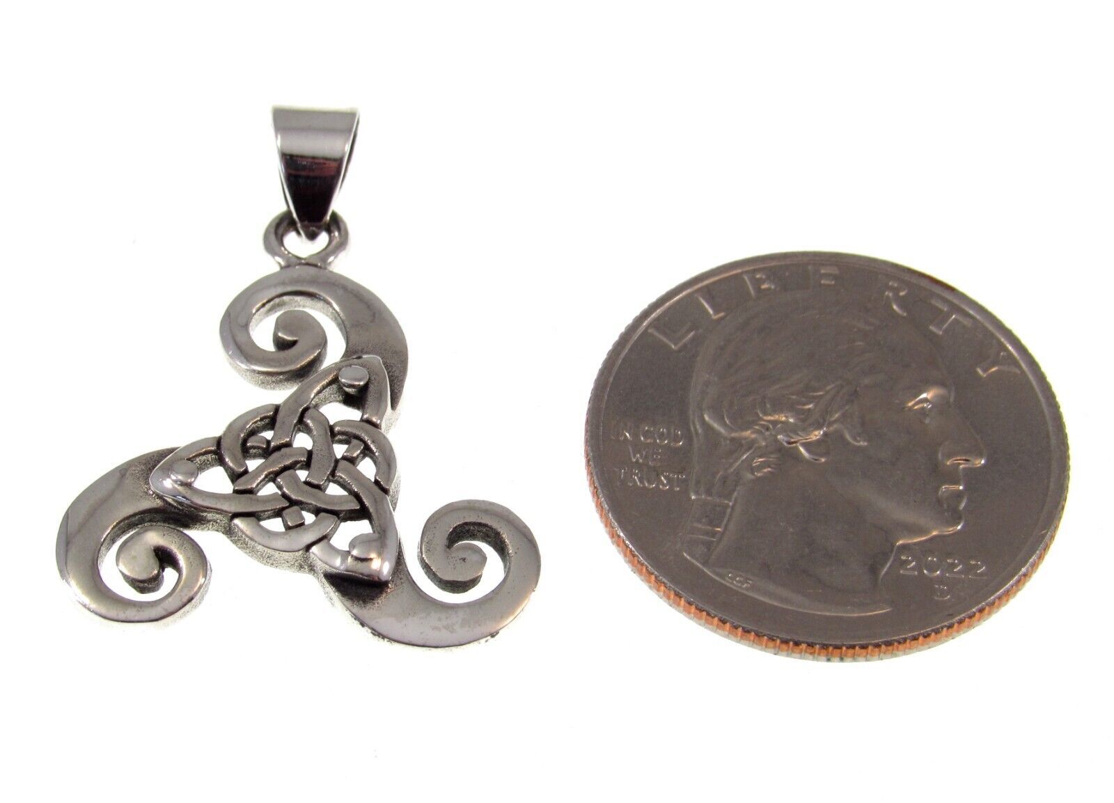 Solid 925 Sterling Silver Celtic Triple Spiral Triquetra Knot