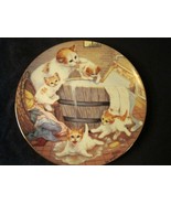 ALL WASHED UP Cat collector plate Gre Gerardi COUNTRY KITTENS orange and... - $29.99