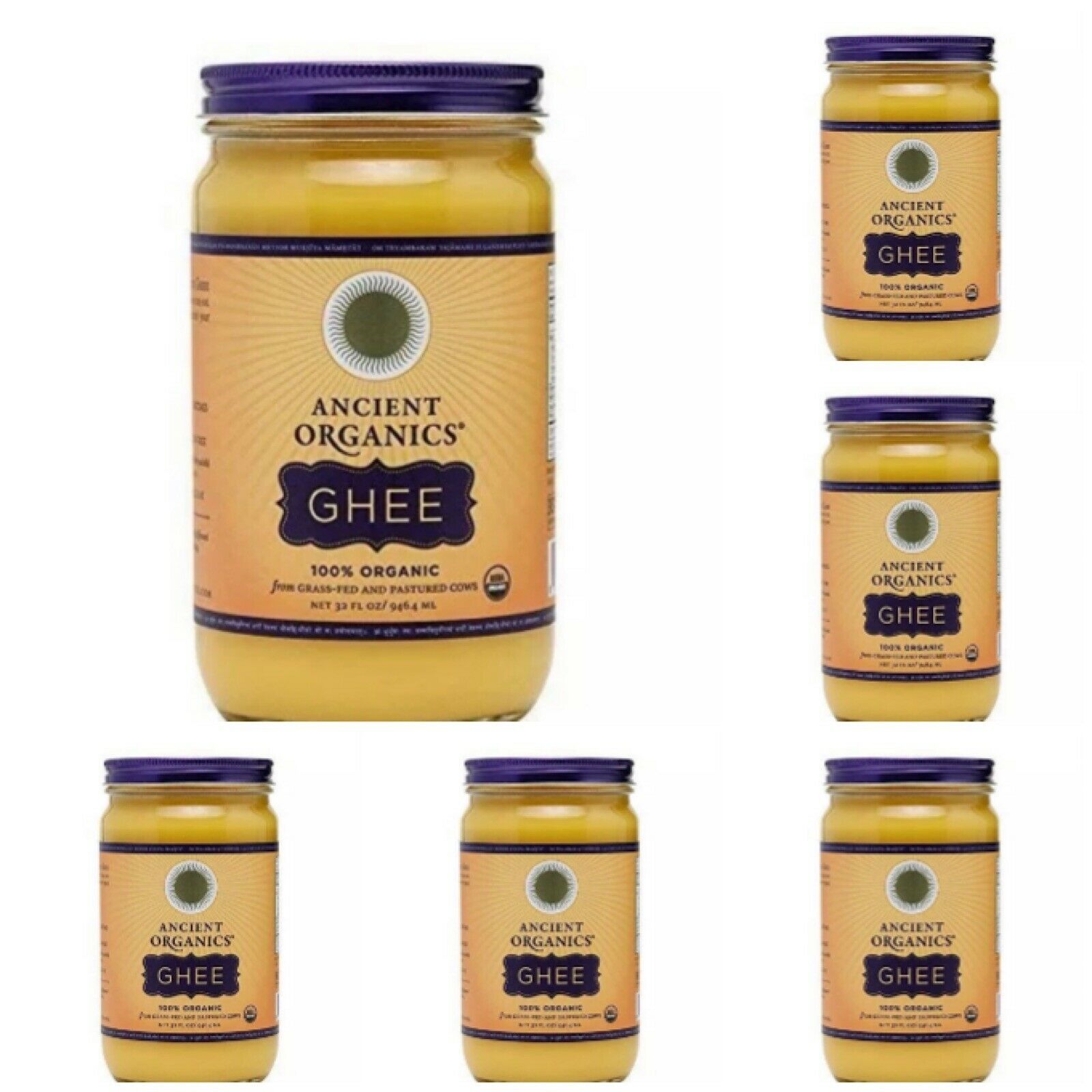 Ancient Organics 100 Organic Ghee From Grassfed Cows 32oz 6 Pack