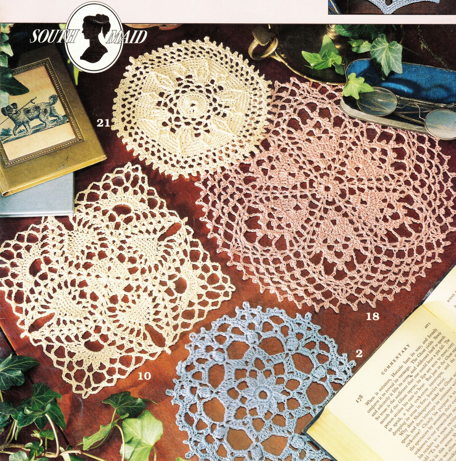 7 VTG Leisure Arts , Patons Afghan Books Crochet Lacy, Victorian