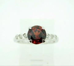 Authenticity Guarantee 
14k White Gold Round Red Genuine Natural Garnet Ring ... - $513.81