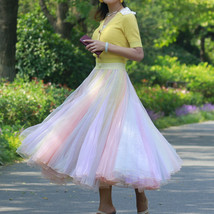 Adult Rainbow Tulle Skirt Outfit Rainbow Stripe Holiday Skirt Tulle Maxi Skirt  image 5