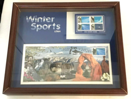 Usps Stamps 2002 Winter Sports Salt Lake Cachet Utah Olympics Shadow Box Frame - $23.75