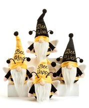 Bee Gnome Figurines Set 4 with Sentiment 9" High Plush Polyester Yellow Black
