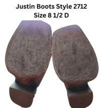 Justin Boots 2712 Hank Western Cowboy Boots Size 8 1/2 D Mens Golden Tan image 4