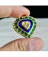 ANTIQUE GREEN BLUE JADAU NATURAL DIAMOND OLD REAL 22 K KUNDAN MEENA GOLD... - $646.00