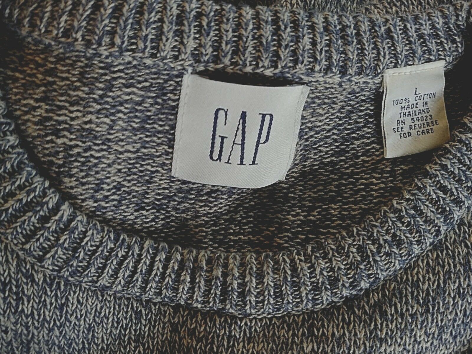 GAP MEN'S LS CREW-NECK GRAY 100% COTTON SWEATER-L-EXCELLENT-WORN  ONCE-VARIEGATED