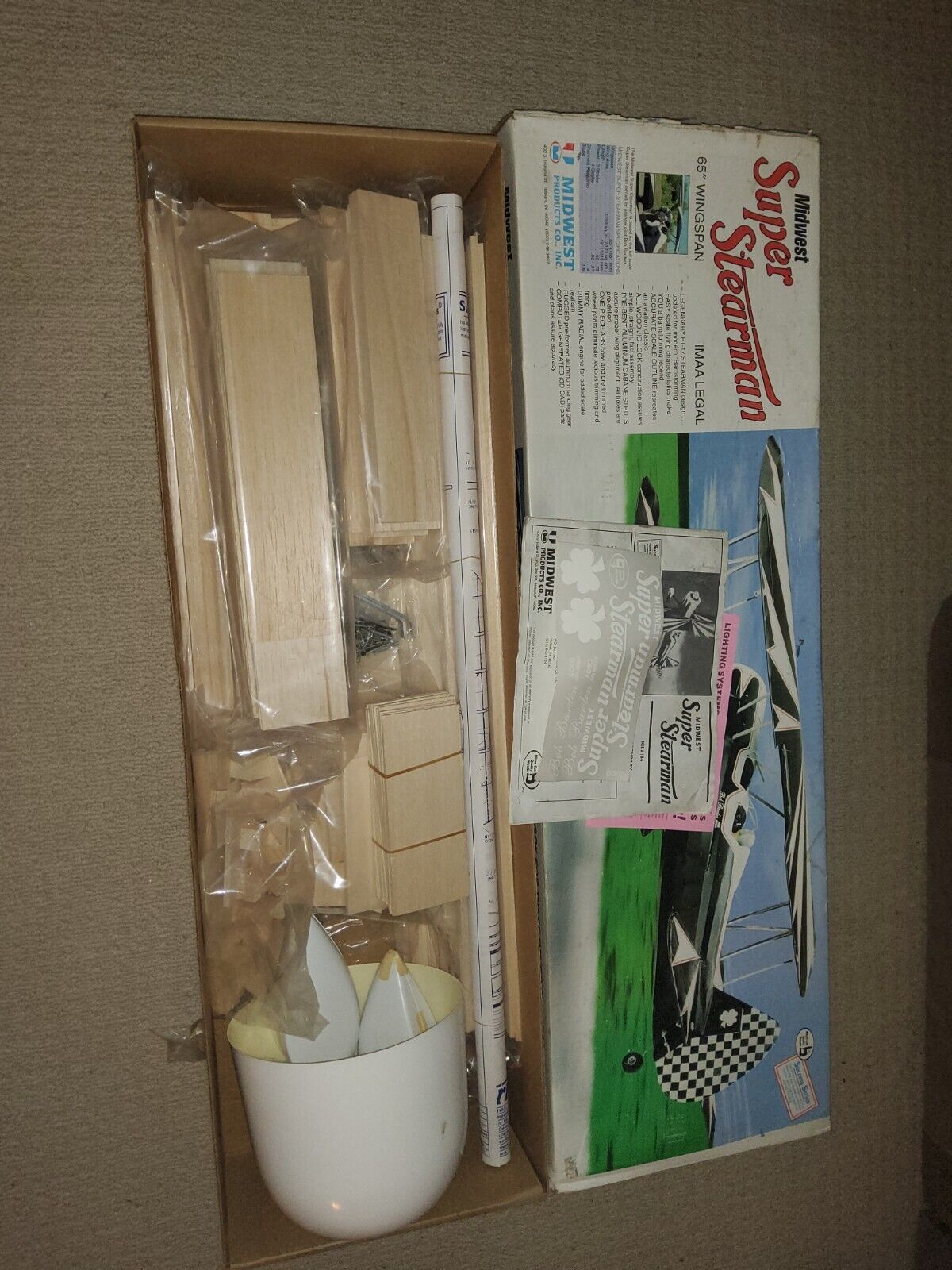 Vintage Rc airplane Kit Midwest Super Stearman Biplane Airplanes