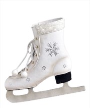 Figure Ice Skate Planter With Silver Snowflake Accents Faux Fur Cuff Wall Winter image 1