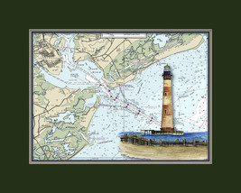 Morris Island, SC Lighthouse and Nautical Chart High Quality Canvas Print - $14.99+