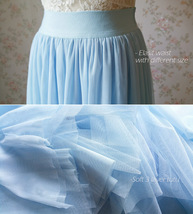 Light Blue Long Tulle Skirt Floor Length Blue Wedding Tulle Skirt Plus Size image 8