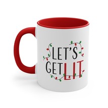 Let's Get Lit Christmas Party Color Accent Coffee Mug Secret Santa Gift Idea - $19.30