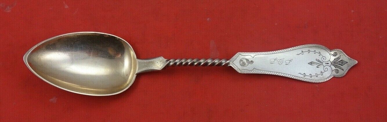 Primary image for Duhme Brite Cut Sterling Silver Serving Spoon rose gold twisted handle 8 3/4"
