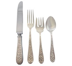 Corsage by Stieff Sterling Silver Floral Iris Flatware Set 8 Service 35 ... - $2,079.00