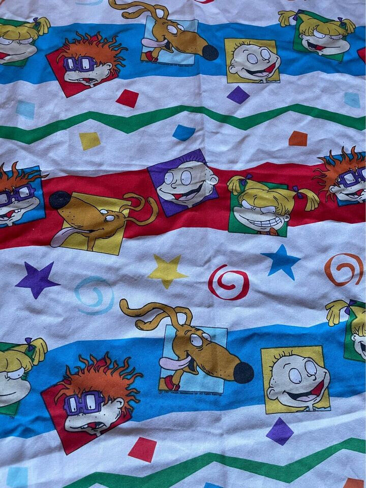 Vintage 1997 Nickelodeon Rugrats Twin Size Bed Flat Top Sheet - Sheets