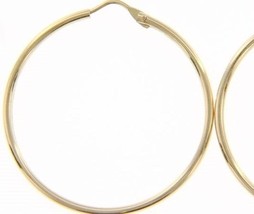 18K YELLOW GOLD ROUND CIRCLE EARRINGS DIAMETER 30 MM WIDTH 1.7 MM, MADE ... - $411.32