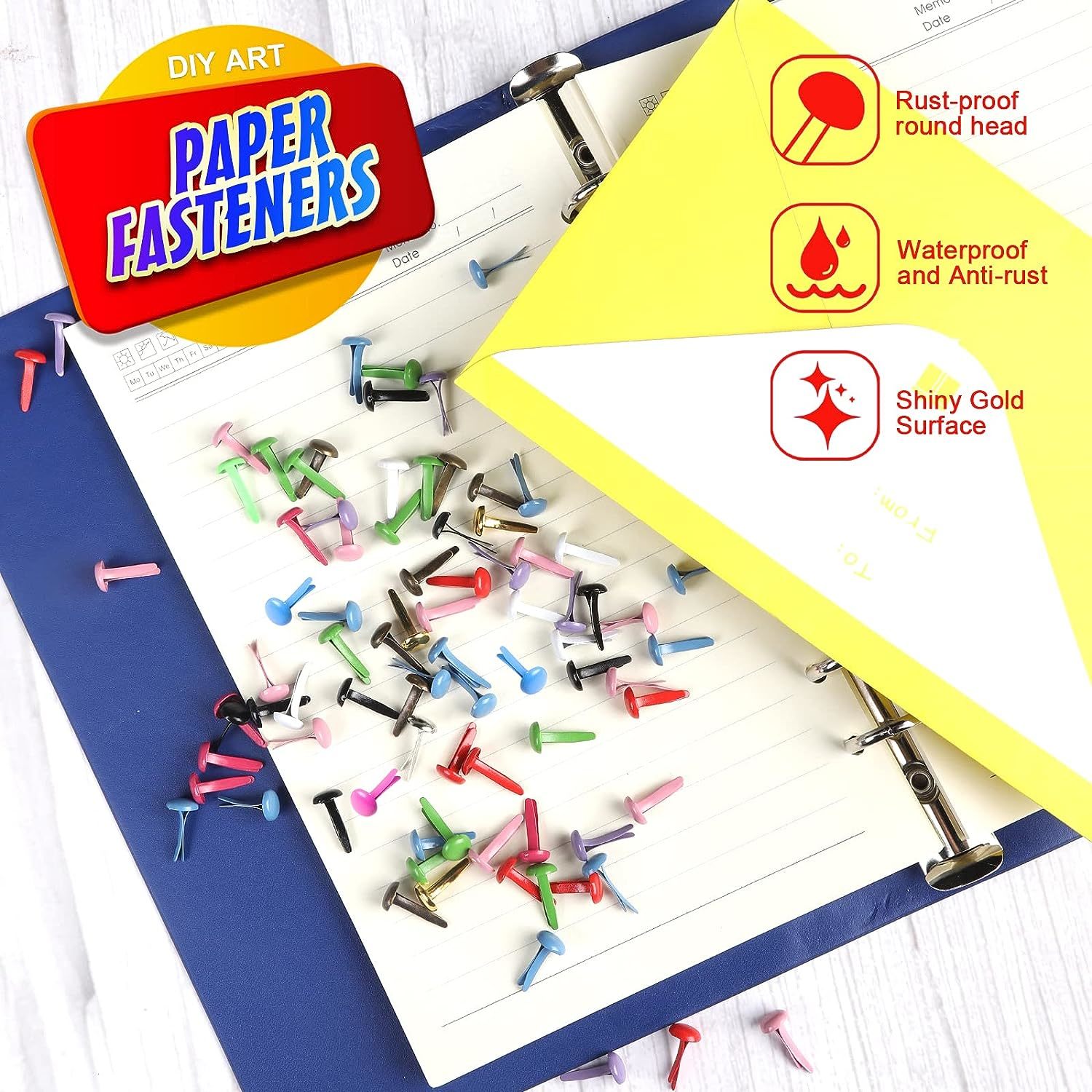 1 Box Mini Brads Paper Fasteners Metal Pastel Craft Brads Paper