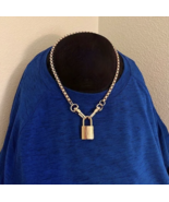 New Louis Vuitton Gold-Tone Lock with 18&quot; Box Link Chain Necklace - $89.00