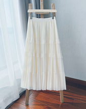 Pleated Tulle Skirt Black White Midi Length Custom Plus Size by Dressromantic image 8