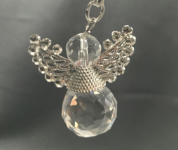 Crystal Prism Angel Wings Key Chain Glass Silver Tone New - $4.95