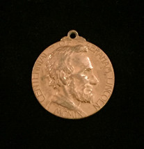 Vintage 1909 Centennial of Abraham Lincoln - Bronze medal pendant image 1
