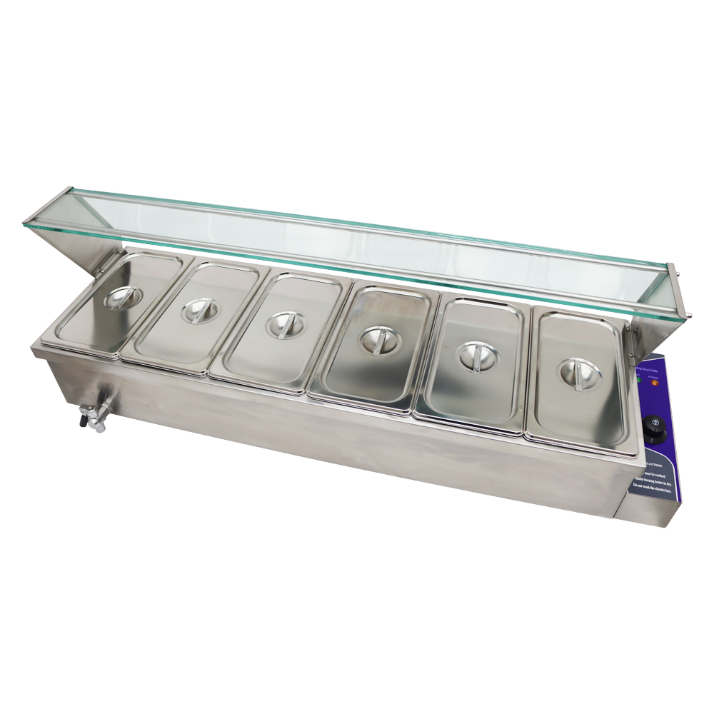 110V 6Well BainMarie Buffet Steam Table Food Warmer w/Sneeze Guard