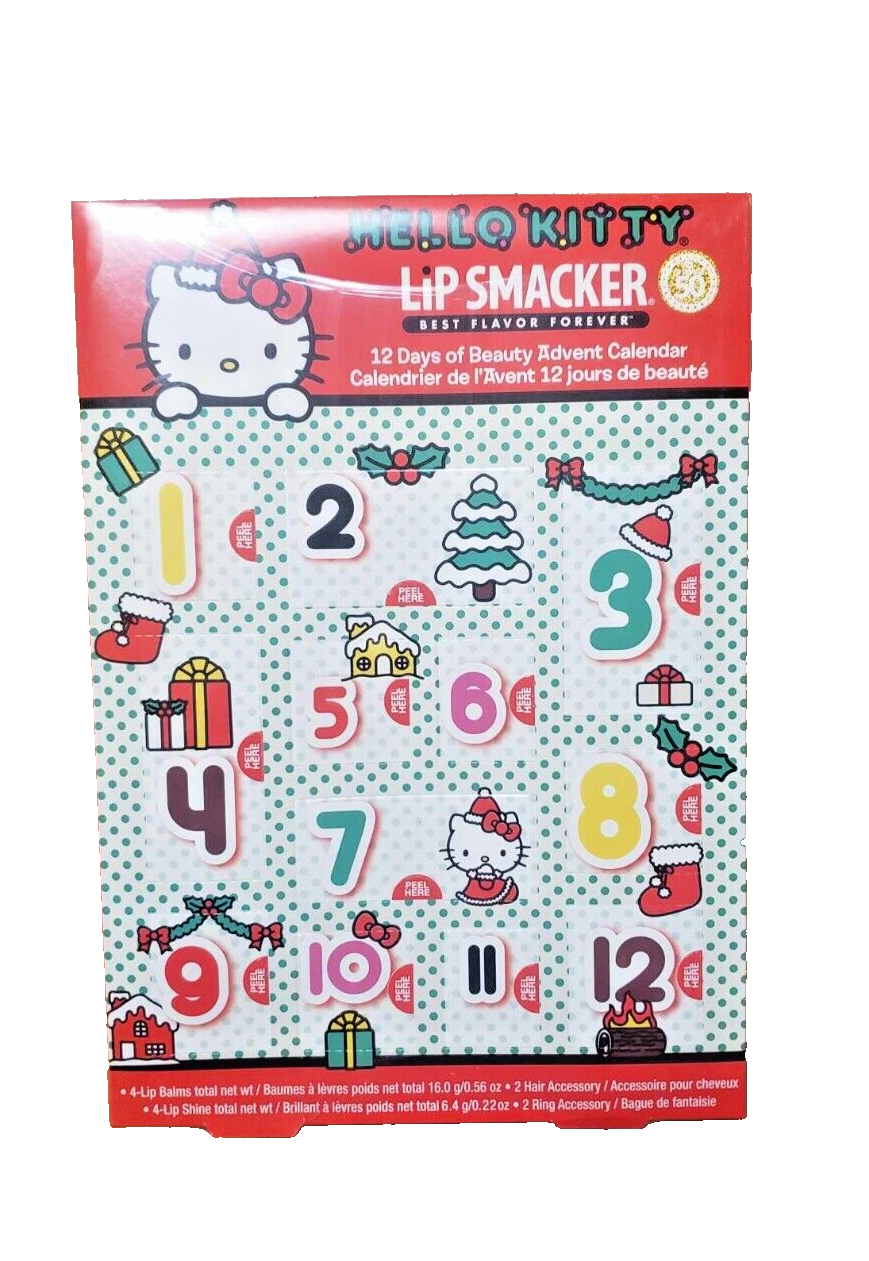 HELLO KITTY Christmas Lip Smacker 12 pc Advent Calendar Holiday Sanrio